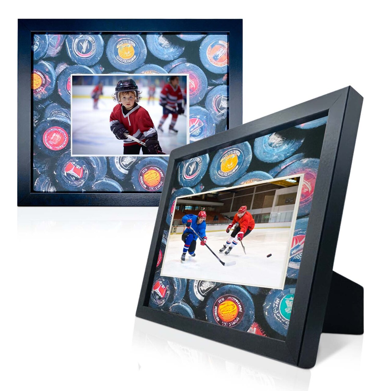 iFrame Commemorative Sports Athletics Frames I Fits 5x7 Photograph, Real Wood Black Finish, Desktop, Table Or Wall Mount I Shatterproof Plexiglass I Made in the USA